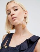 Asos Corrugated Metal Drop Earrings - Gold