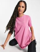 Hoxton Haus Oversized Sports Logo Top In Pink