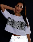 Asos Design Boxy T-shirt With Reflective Snake Panel-white