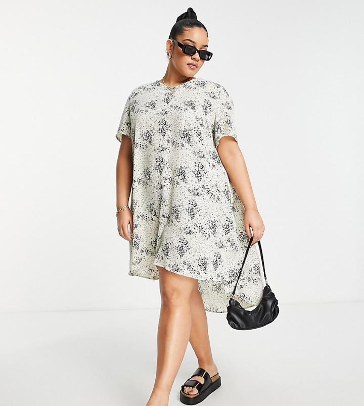 Ax Paris Plus V Neck Swing Dress In Floral-multi