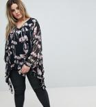 Religion Plus Smock Top In Woodland Floral - Black