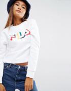 Fila Sweatshirt With Multicoloured Logo Print And Tape Detail - White