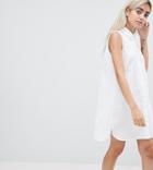 Asos Design Petite Sleeveless Cotton Shirt Dress - White