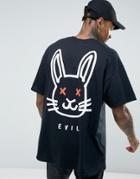 New Love Club Evil Bunny Back Print T-shirt In Oversized Fit - Black