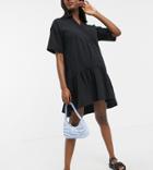 Gebe Maternity Smock Shirt Midi Dress In Black