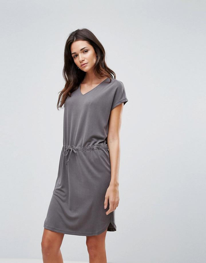 B.young T-shirt Dress With Waist Tie - Gray