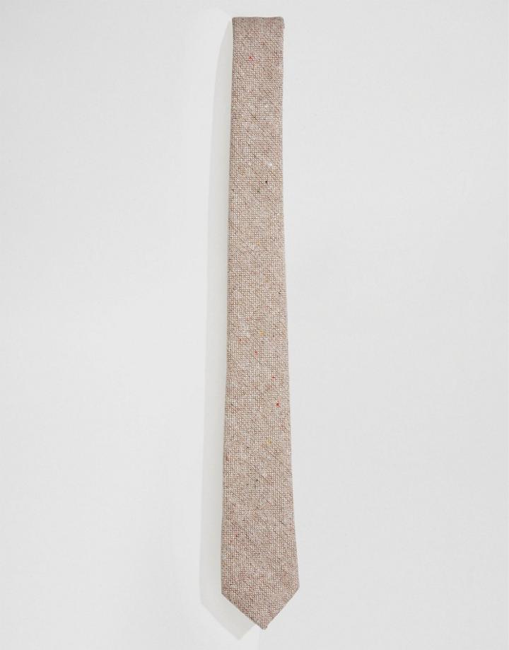 Asos Slim Tie In Multi Yarn Wool Mix - Brown