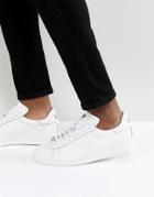 Ea7 Leather Logo Sneakers In White - White
