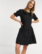 Warehouse Collared T-shirt Dress In Black