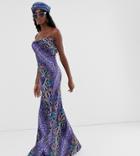 Ttya Cami Strap Maxi Dress In Purple Python Print