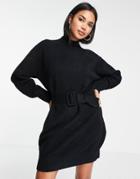 & Other Stories Knitted Belted Mini Dress In Black
