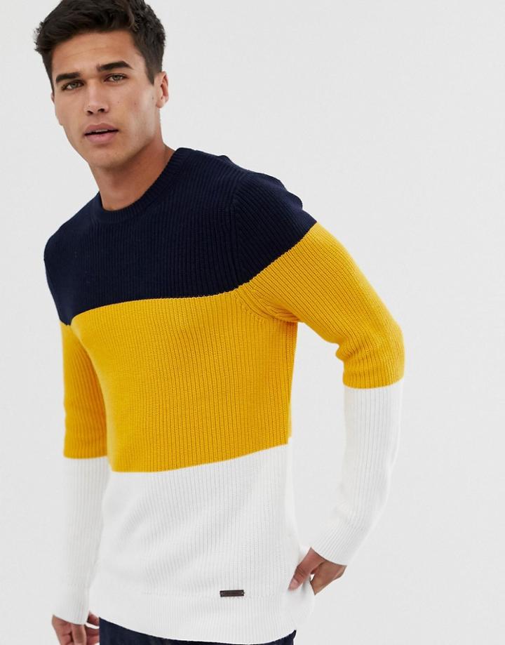 Burton Menswear Color Block Sweater In Yellow - Yellow