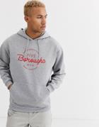 Asos Design Oversized Hoodie With New York Boroughs Print-gray