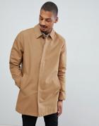Asos Design Shower Resistant Single Breasted Trench In Tobacco - Brown