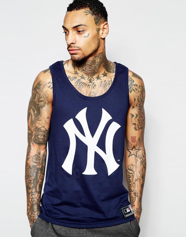 Majestic New York Yankees Fine Jersey Logo Tank - Navy