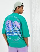 Asos Daysocial Oversized Heavyweight T-shirt With Large Dice Graphic Print In Green - Part Of A Set