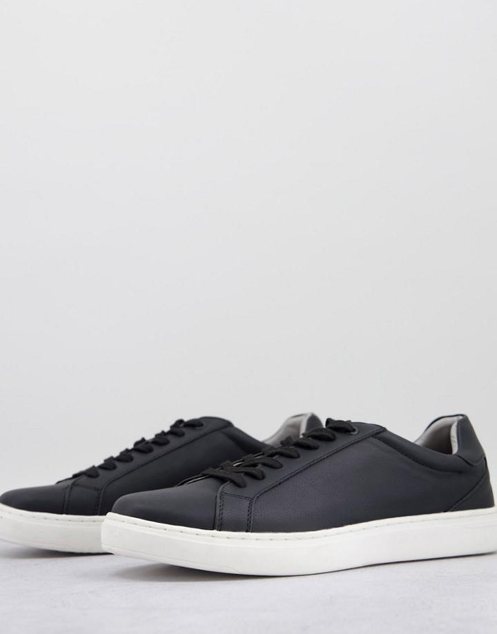 Topman Black Lace Up Sneakers-white