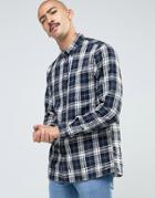 Pull & Bear Checked Shirt In Navy In Regular Fit - Blue