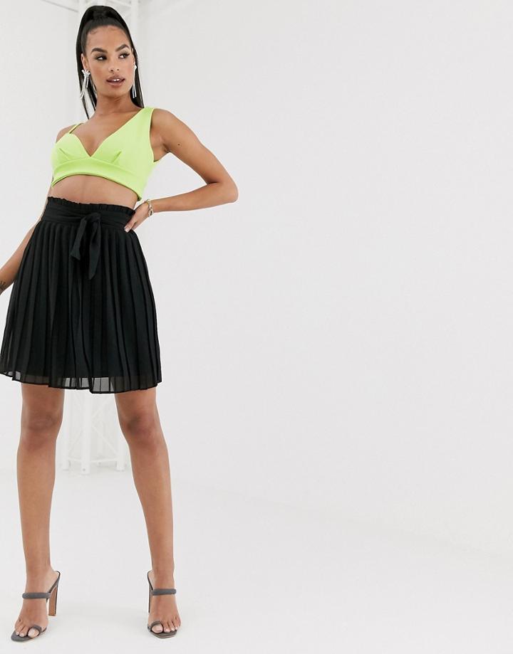 Tfnc Highwaisted Pleated Mini Skirt In Black