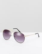 Asos Aviator Sunglasses In Black With Gold Metal Arms - Black
