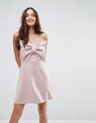 Asos Scuba Bow Front Mini Dress - Beige