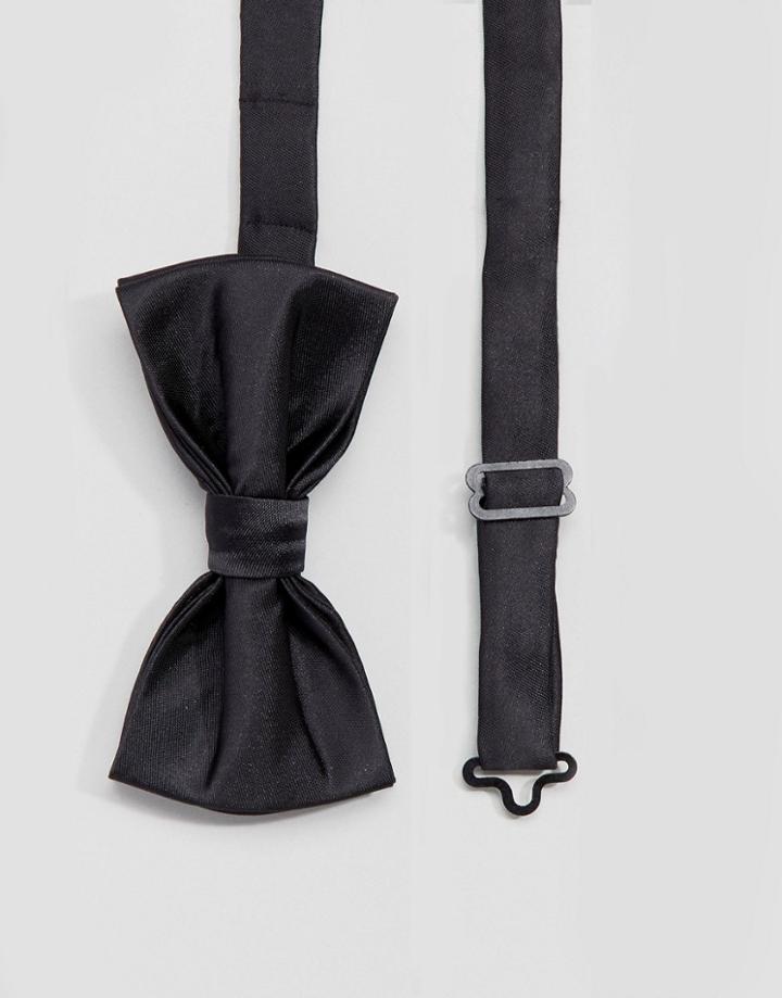 Devils Advocate Black Satin Bow Tie - Black
