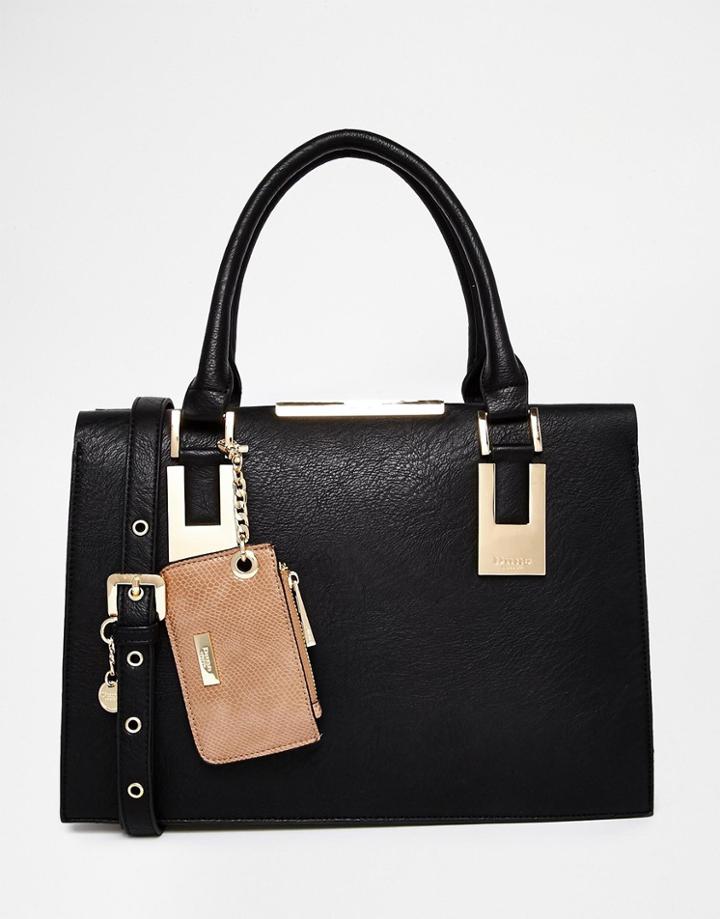 Dune Structured Handbag With Metail Detail - Black