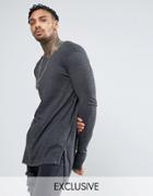 Mennace Long Sleeved Top With Twisted Seam In Charcoal - Gray
