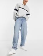 Asos Design Organic Cotton Blend Baggy Jeans In Vintage Mid Wash-blues