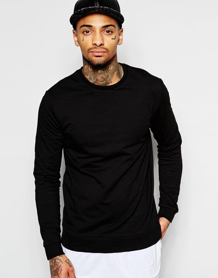 Asos Muscle Sweatshirt In Black - Black