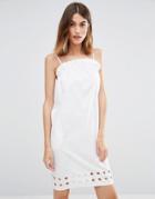 Warehouse Ruffle Cutwork Cami Dress - White