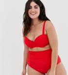Lost Ink Plus Size Underwired Bikini Top - Red
