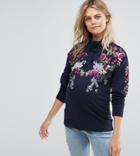 Asos Maternity Print And Embellished Sweatshirt - Navy