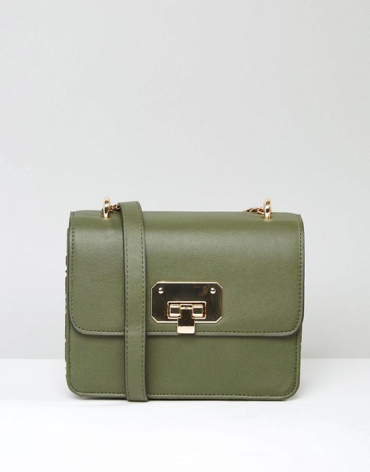 Asos Snake Insert Shoulder Bag - Khaki