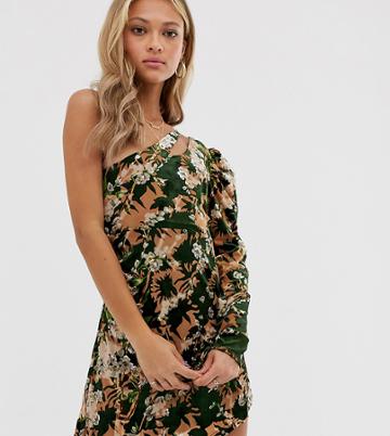 Ebonie N Ivory One Sleeve Mini Dress In Floral - Multi