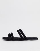 Glamorous Multi Strap Flat Sandals-black