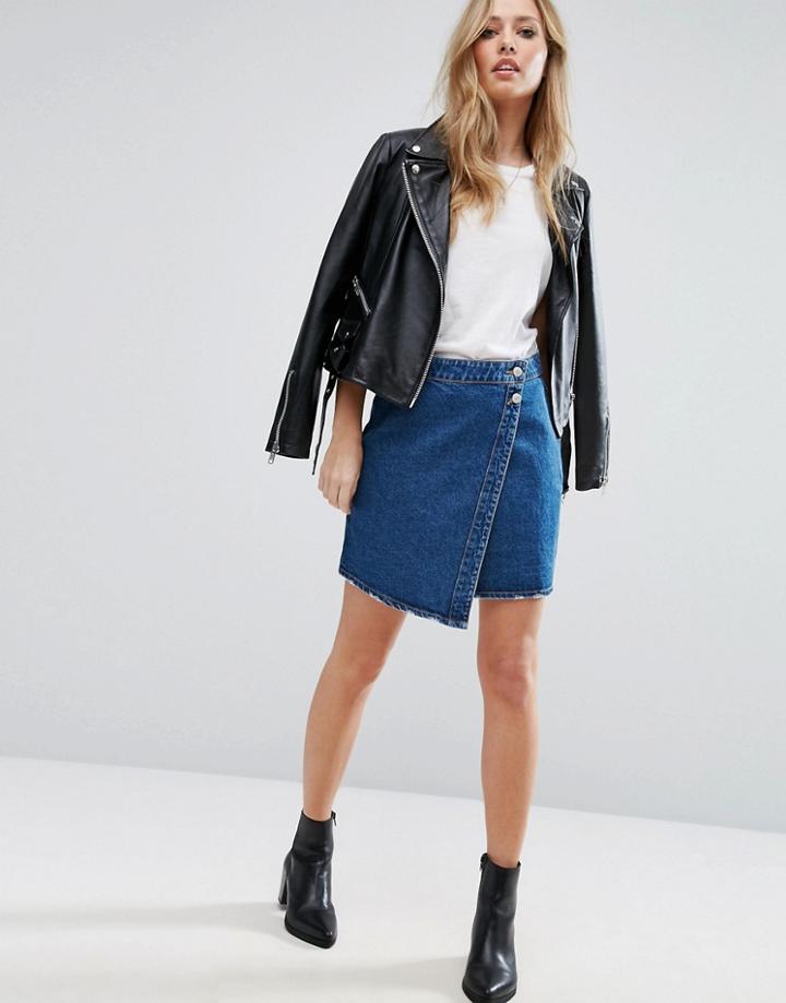 Vero Moda Asymetric Denim Wrap Skirt - Blue