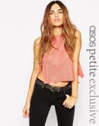 Asos Petite Tank With Tie Sides In Rib - Rust