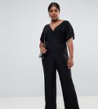 Boohoo Plus Kimono Sleeve Jumpsuit In Black - Black