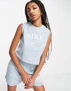 Nike Collegiate Logo Tank Top In Pale Blue