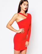 Missguided One Shoulder Strappy Mini Dress - Red