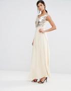 Little Mistress Maxi Dress With Sequin Body - Cream