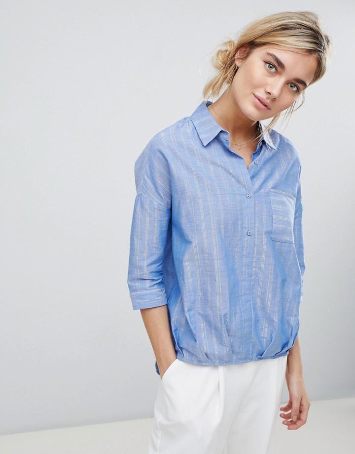 See U Soon Boxy Shirt With Dip Back - Blue