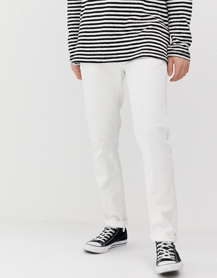 Nudie Jeans Co Lean Dean Slim Tapered Fit Jeans In Ecru White - White
