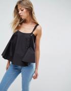 Asos Ultimate Swing Cotton Cami With Hardware Details - Black