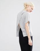 Monki Wrap Back T-shirt - Gray