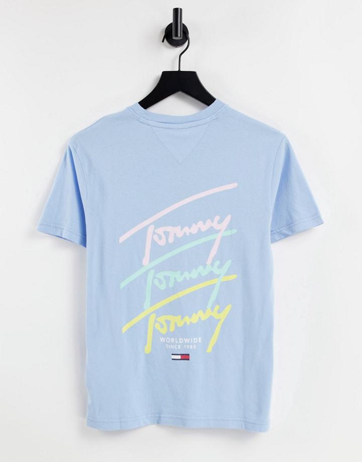 Tommy Jeans Pastel Collection Repeat Script T-shirt In Blue-blues
