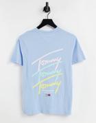 Tommy Jeans Pastel Collection Repeat Script T-shirt In Blue-blues