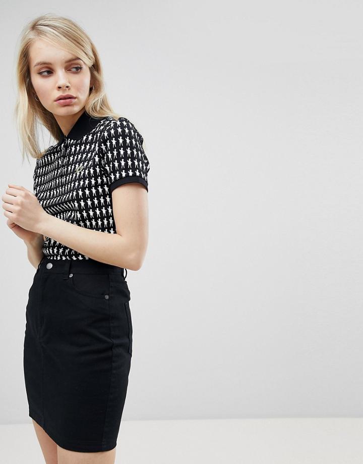 Fred Perry Mint Designs Doll Print Polo Shirt - Black