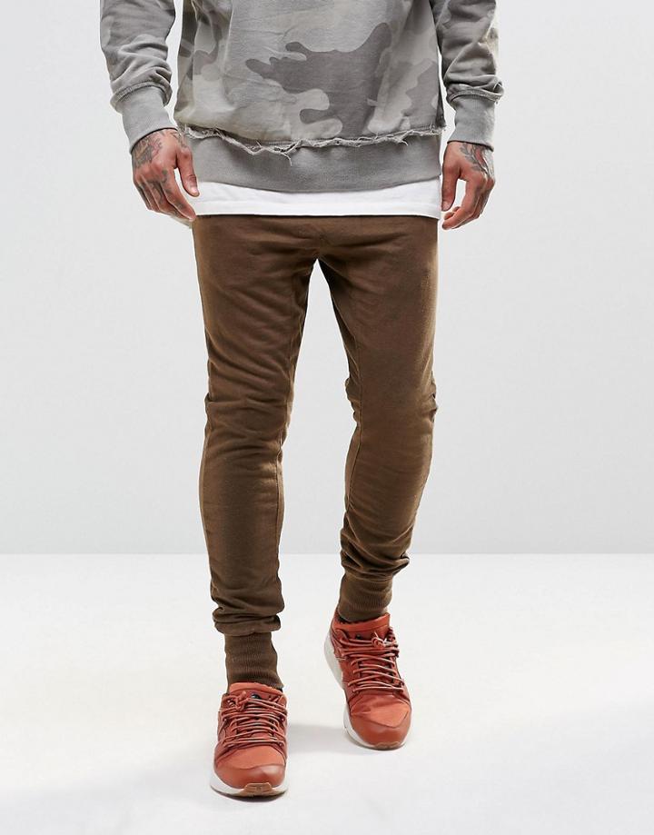 Other Uk Drop Crotch Skinny Joggers - Khaki